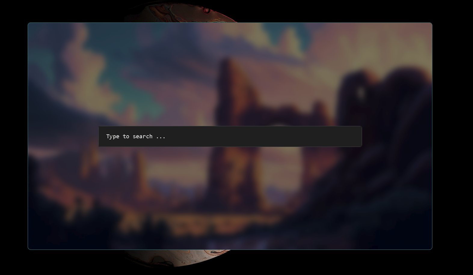 Nous showing a full-bleed wallpaper as its home page, with no browser chrome visible.